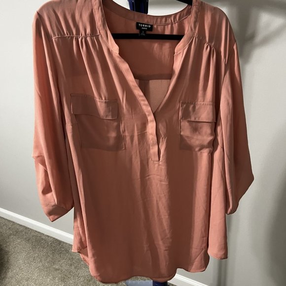 COPY - Torrid Harper Georgette Pullover ¾ Sleeve Blouse Size 3x - Picture 2 of 4